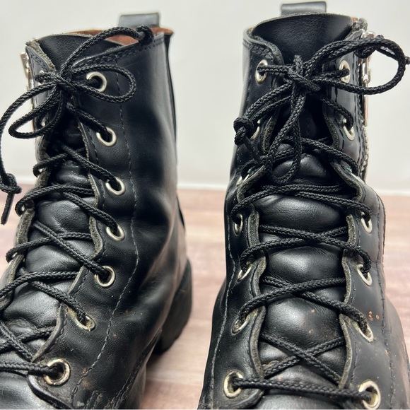 Red Wing Boots Men's Size 10 Black Leather Combat Boot. Lace Front and Side Zip - Picture 4 of 16